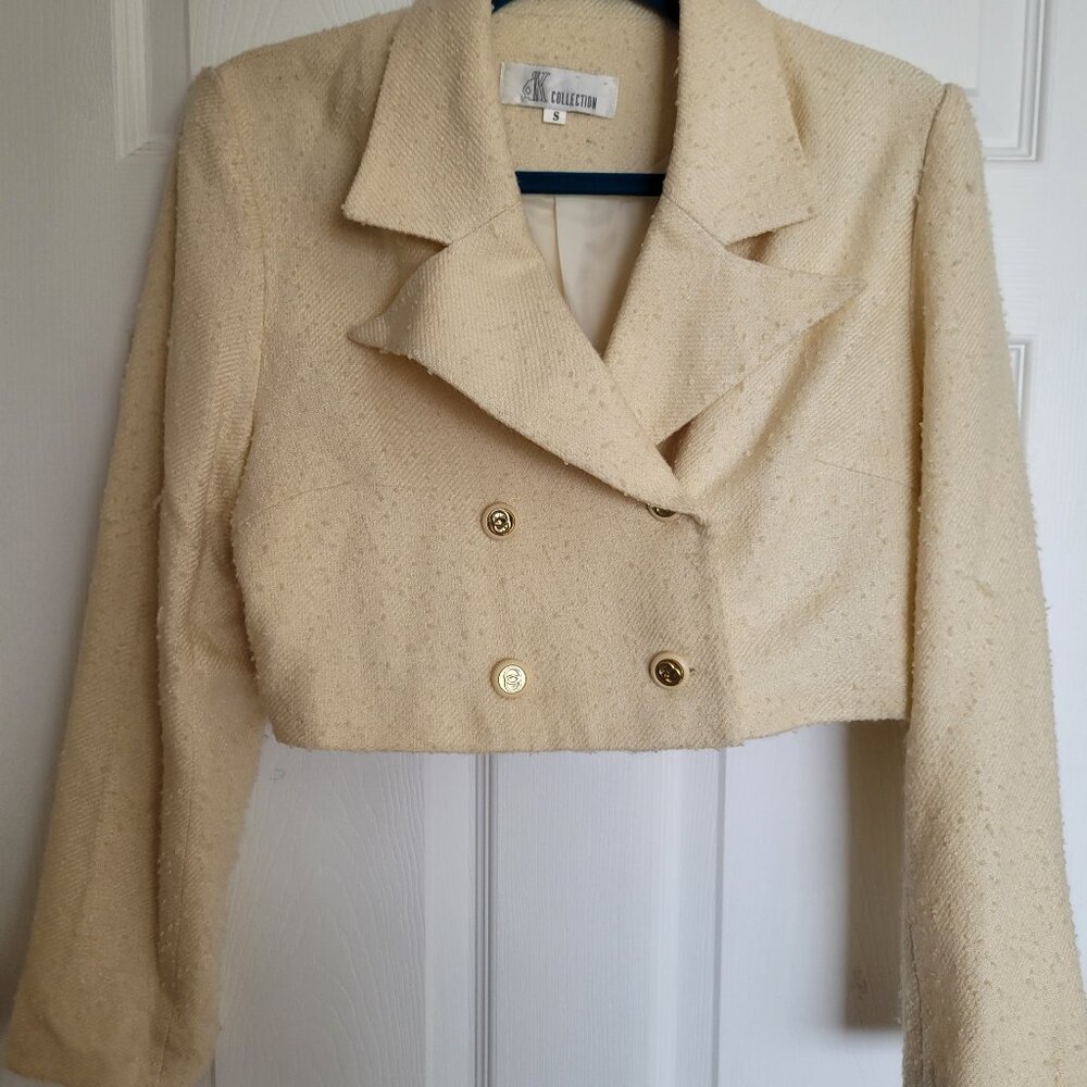 vintage cropped french style blazer jacket